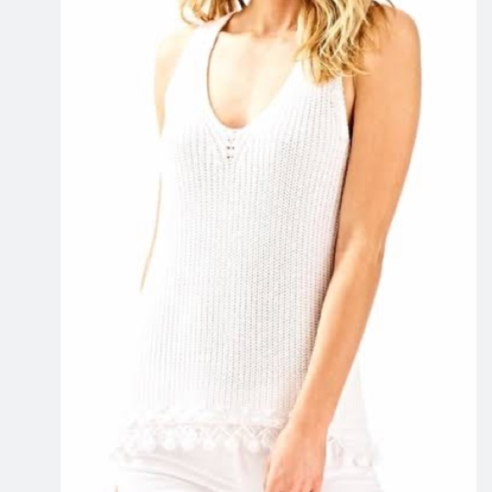 Lilly Pulitzer White Knit Jaya Sweater Tank Top Size XXS